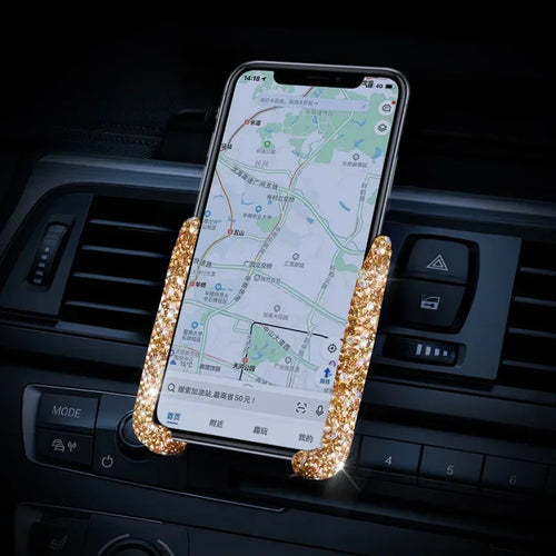Car Phone Holder Diamond Crystal Car Air Vent Mount Clip Mobile Phone