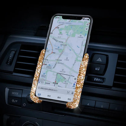 Car Phone Holder Diamond Crystal Car Air Vent Mount Clip Mobile Phone