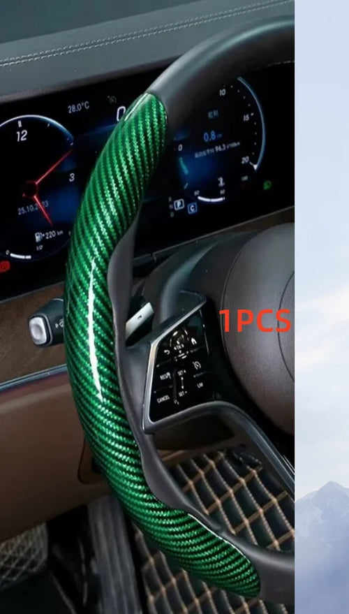1/2PCS Laser Carbon Fiber Silicone Car Steering Wheel Cover