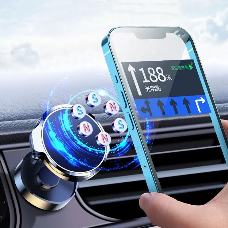 Round Folding Magnetic Car Holder 360 Degree Rotatable Mobile Phone