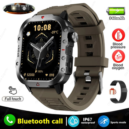 Military Sports Smart Watch 2.01" HD Touch Screen Bluetooth Call LED