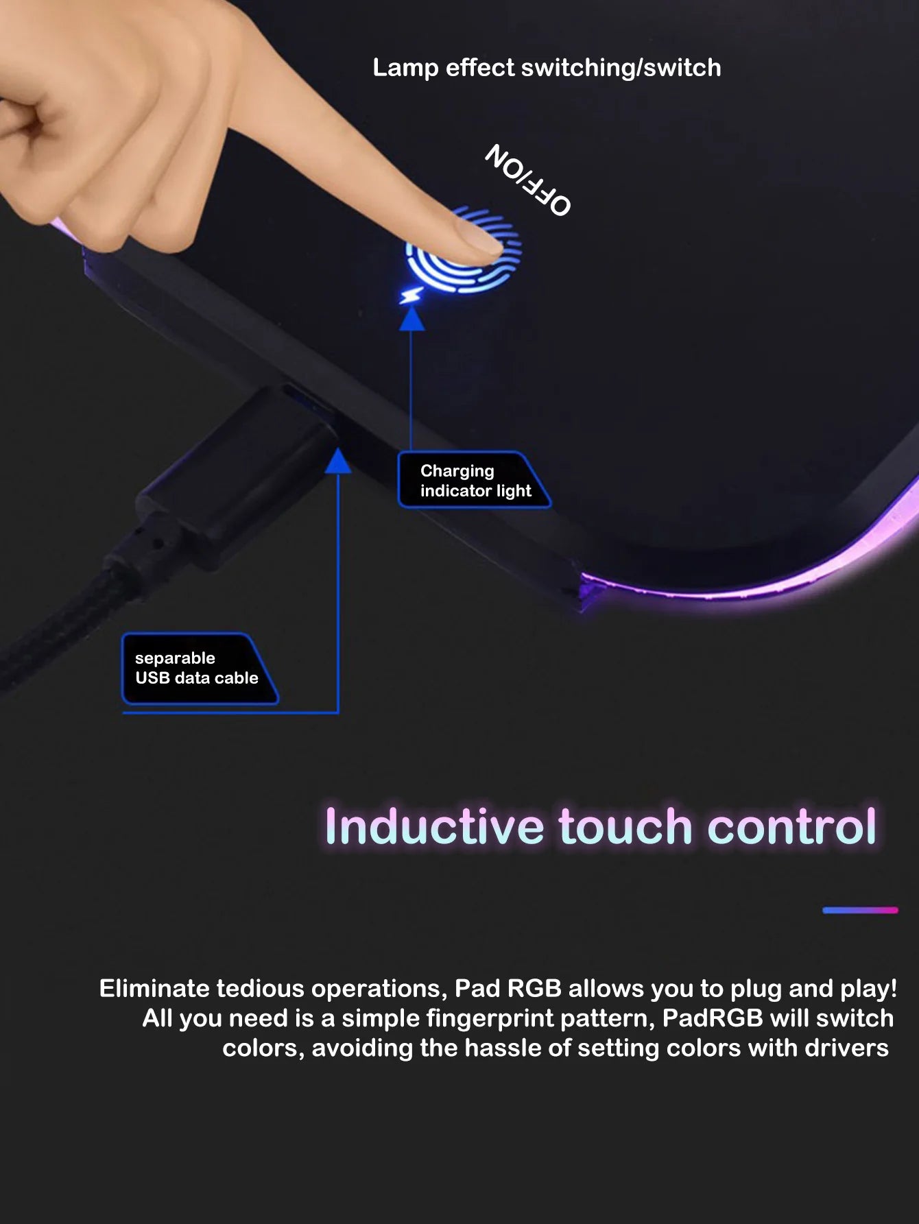 RGB Illuminated Multi - functional 15W Wireless Charging Mouse Pad