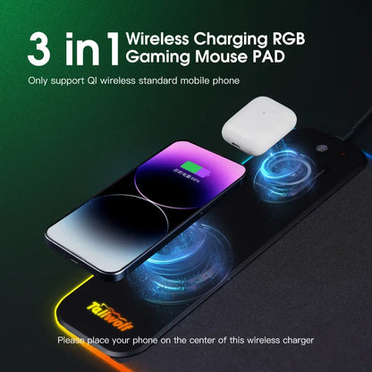 3-in-1 Magnetic Wireless Charging Mouse Pad Oversized Customized
