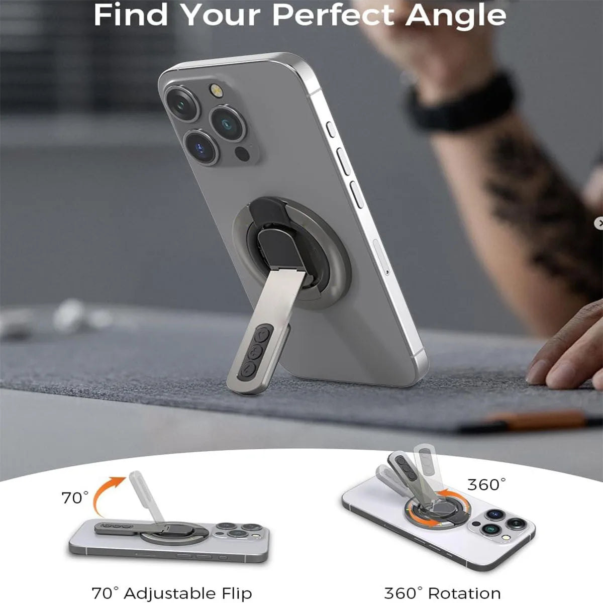 Phone Grip for Magsafe Phone Stand 360Roration Gym Holder Phone