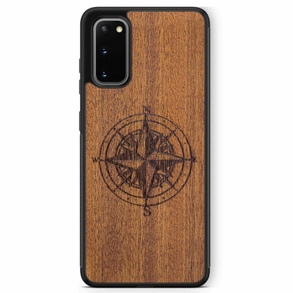 Wooden Engraved Compass Phone Case