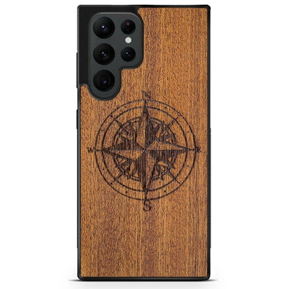 Wooden Engraved Compass Phone Case