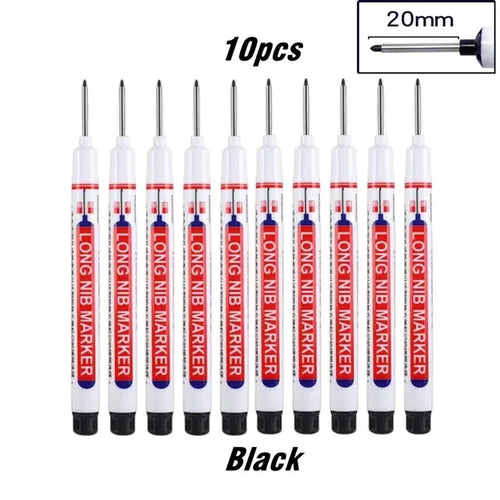 10Pcs/Set Multi-Purpose 20mm Deep Hole Long Nib Head Marker For Metal
