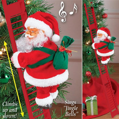 New Christmas Electric Climbing Ladder Music Santa Claus Ornament