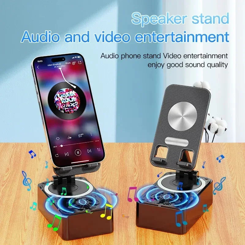New Cell Phone Holder Stand With Bluetooth Speaker Adjustable Desktop