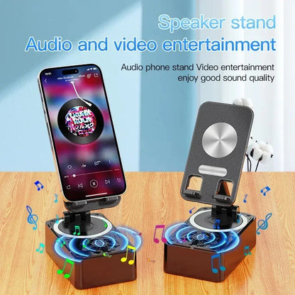 New Cell Phone Holder Stand With Bluetooth Speaker Adjustable Desktop