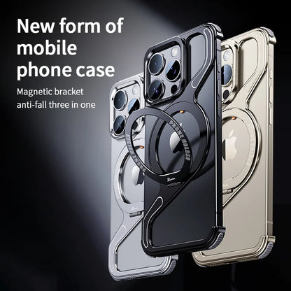 Metal Z Shape Magnetic MagSafe Stand Phone Case For iPhone 13 14 15 16
