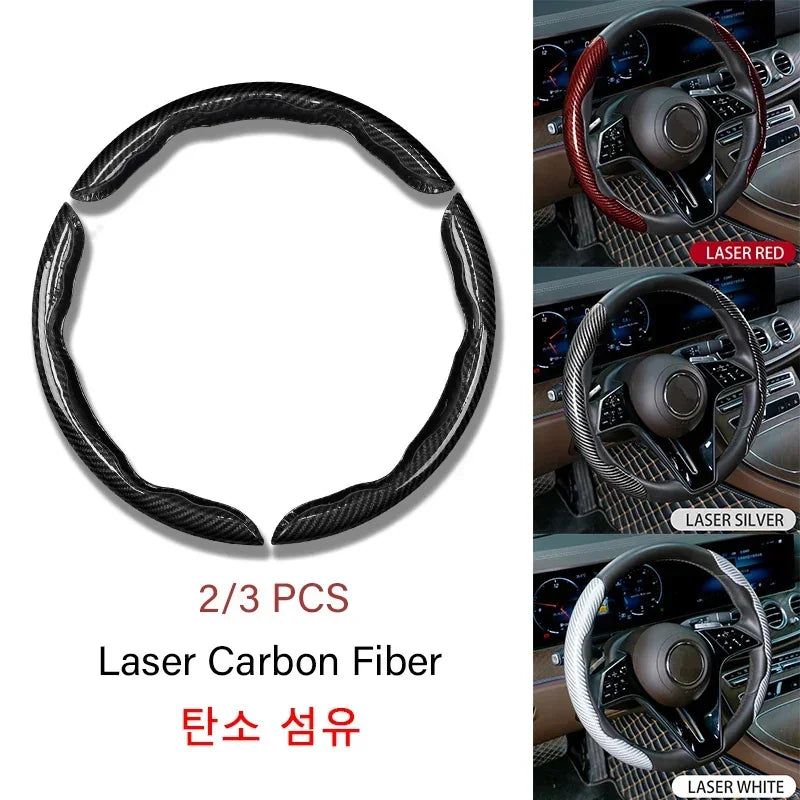 1/2PCS Laser Carbon Fiber Silicone Car Steering Wheel Cover
