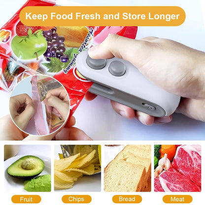 Mini Heat Bag Sealer Rechargeable Food Packaging Heat Sealer Handheald