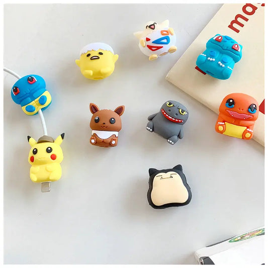 Pokemon Pikachu Doll Data Cable Protective Cover Kawaii Anime Pikachu