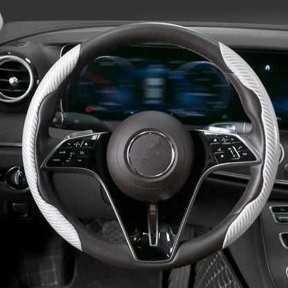 1/2PCS Laser Carbon Fiber Silicone Car Steering Wheel Cover