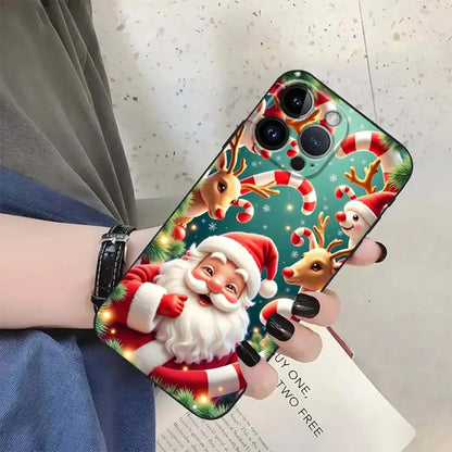 Cartoon Santa Claus Art Soft Back Phone Cover Case for iPhone SE 12 XS