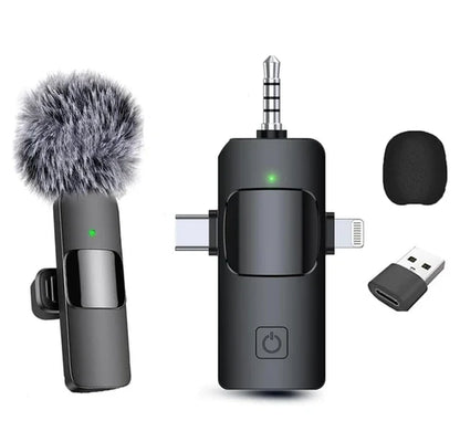 4in1 Wireless Microphone for iPhone Android Cameras Wireless
