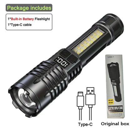 Portable Rechargeable High Power LED Flashlights With Display Screen