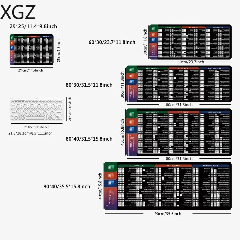 English Mouse Pad Large Excel Text Editor Cheat Sheet Shortcut