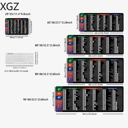 English Mouse Pad Large Excel Text Editor Cheat Sheet Shortcut