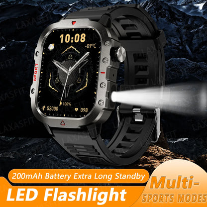 LAXASFIT New Smart Watch LED Flashlight 2.01” HD Screen Bluetooth