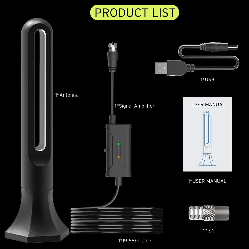 Indoor TV Antenna with Advanced Amplifier Technology 150 Mile Range