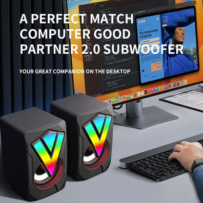 Mini Computer Speakers 7.1 Surround Sound RGB Gaming Speakers Computer