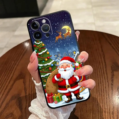 Cartoon Santa Claus Art Soft Back Phone Cover Case for iPhone SE 12 XS