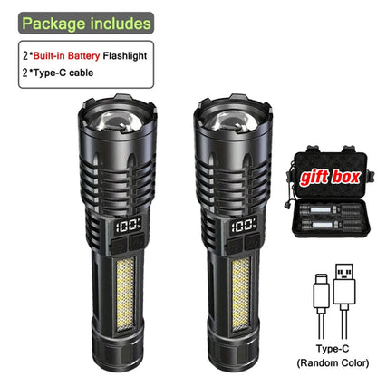Portable Rechargeable High Power LED Flashlights With Display Screen