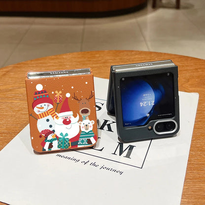For Samsung Galaxy Z Flip 7 5 4 3 6 Christmas Deer Phone Case Leather