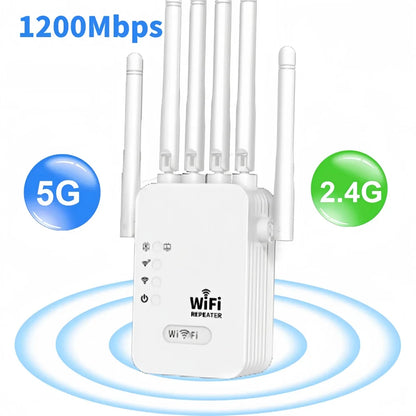 1200Mbps Wireless WiFi Repeater Wifi Signal Booster Dual-Band 2.4G 5G