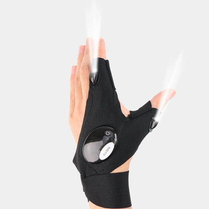 LED Half Finger Glove for Men Women Outdoor Waterproof Night Fishing
