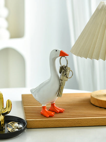Resin Goose & Duck Desktop Sculpture with Key Holder