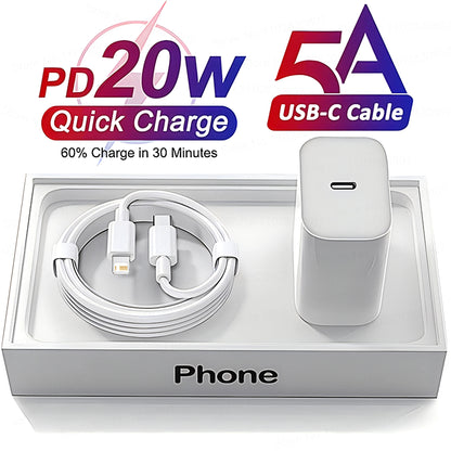 USB C Cable PD 20W Charger For Apple iPhone 12 13 14 11 Pro Max Plus