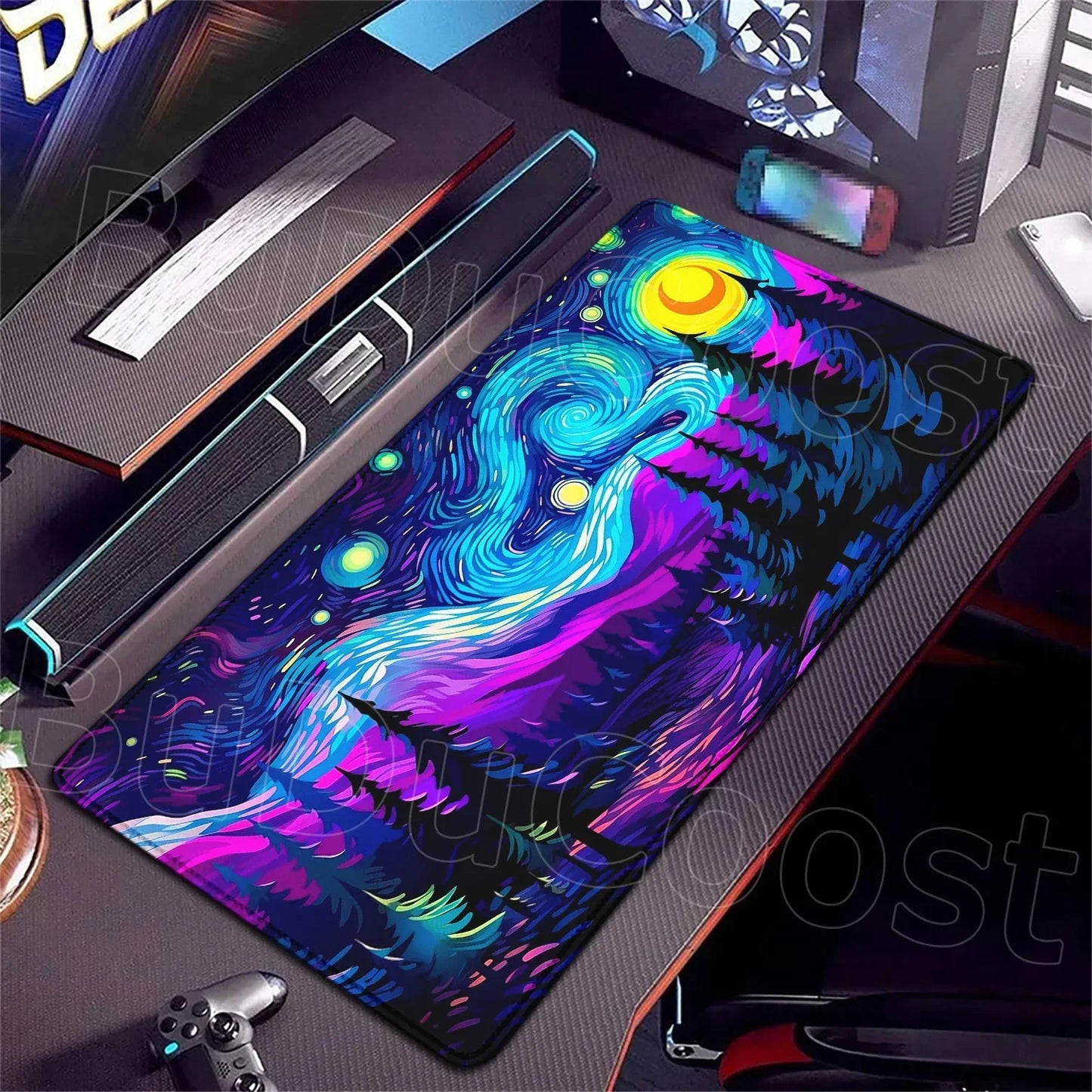 HD Print Starry Night MousePad Non-Slip Rubber Large Laptop Computer