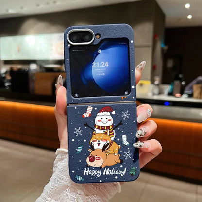 For Samsung Galaxy Z Flip 7 6 5 4 3 5G Christmas Snowman Cat Elk