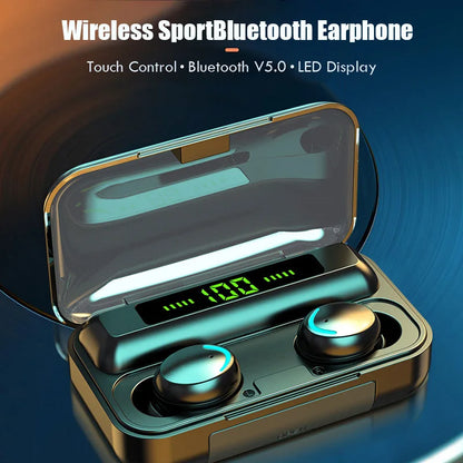F9 Wireless Bluetooth Earphones with LED Dislpaly TWS Headset Earbuds