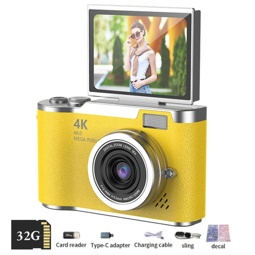 4K Digital Camera CCD 180° Flip Screen Selfie Camera 8X Digital Zoom