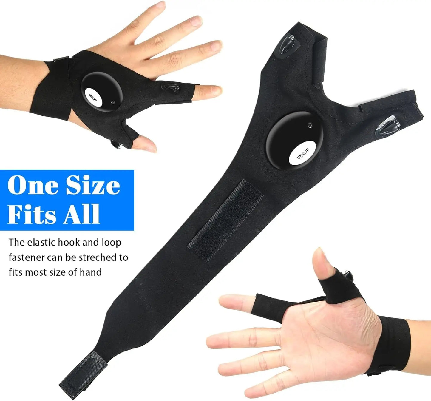 LED Half Finger Glove for Men Women Outdoor Waterproof Night Fishing