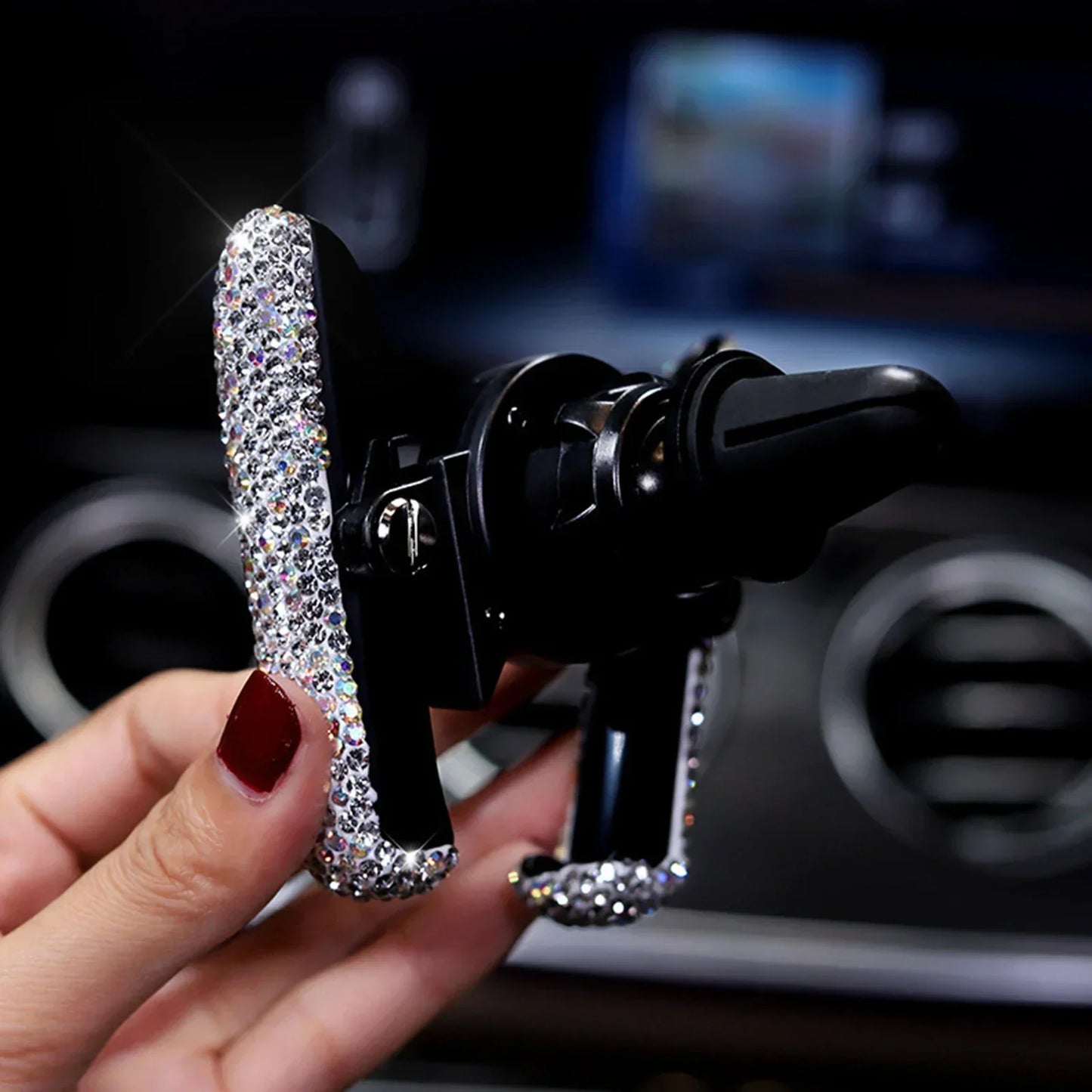 Car Phone Holder Diamond Crystal Car Air Vent Mount Clip Mobile Phone