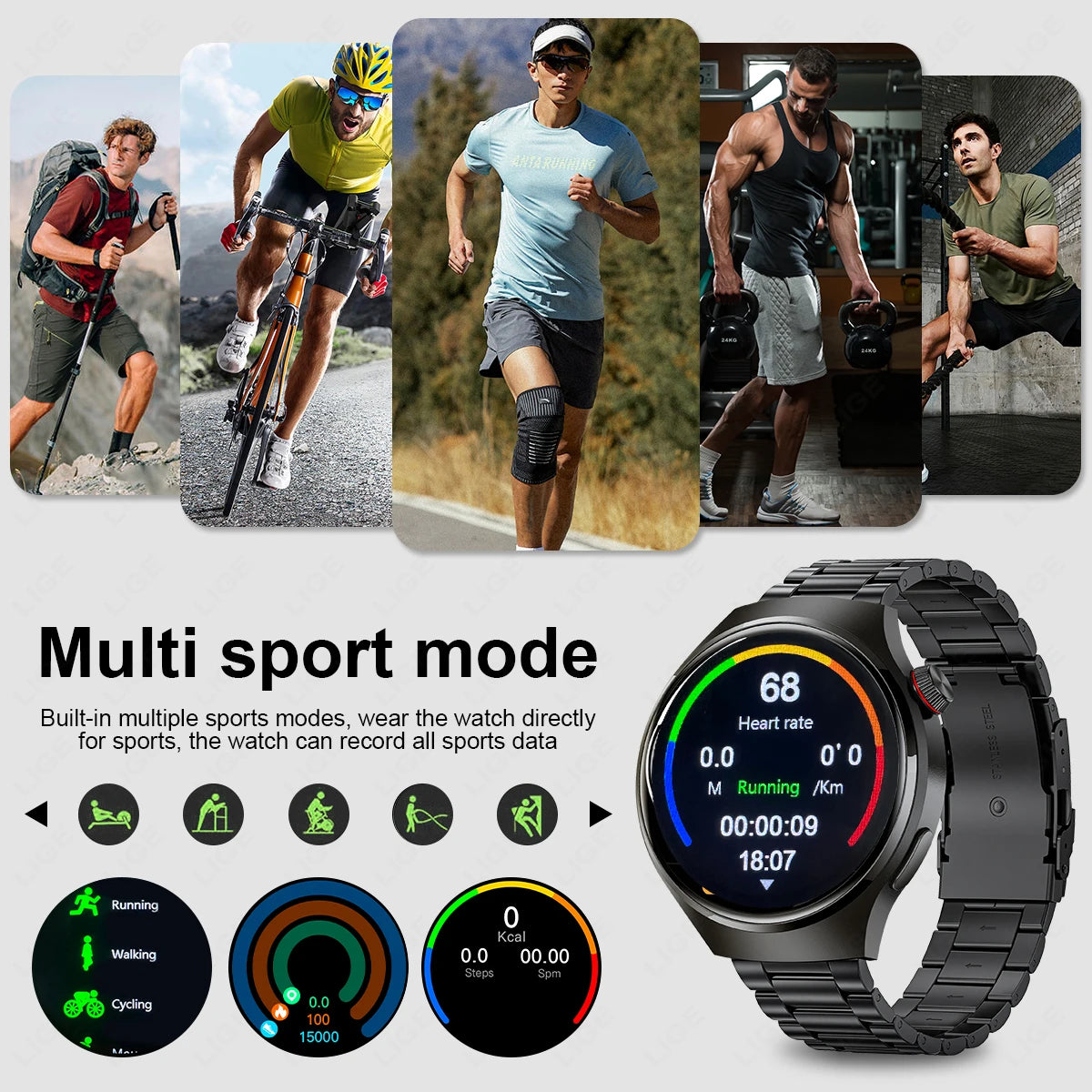 New Smart Watch Men 360*360 HD Screen GPS Tracker Custom Dial