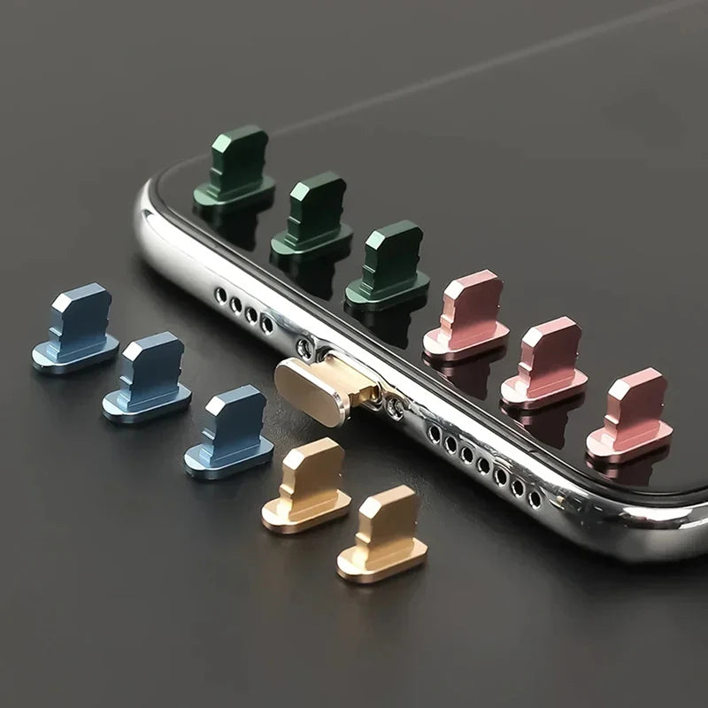 2-10PCS Aluminum Alloy Anti Dust Plug for IPhone 13 12 11 Pro Max 8 7