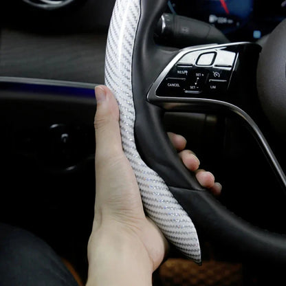 1/2PCS Laser Carbon Fiber Silicone Car Steering Wheel Cover