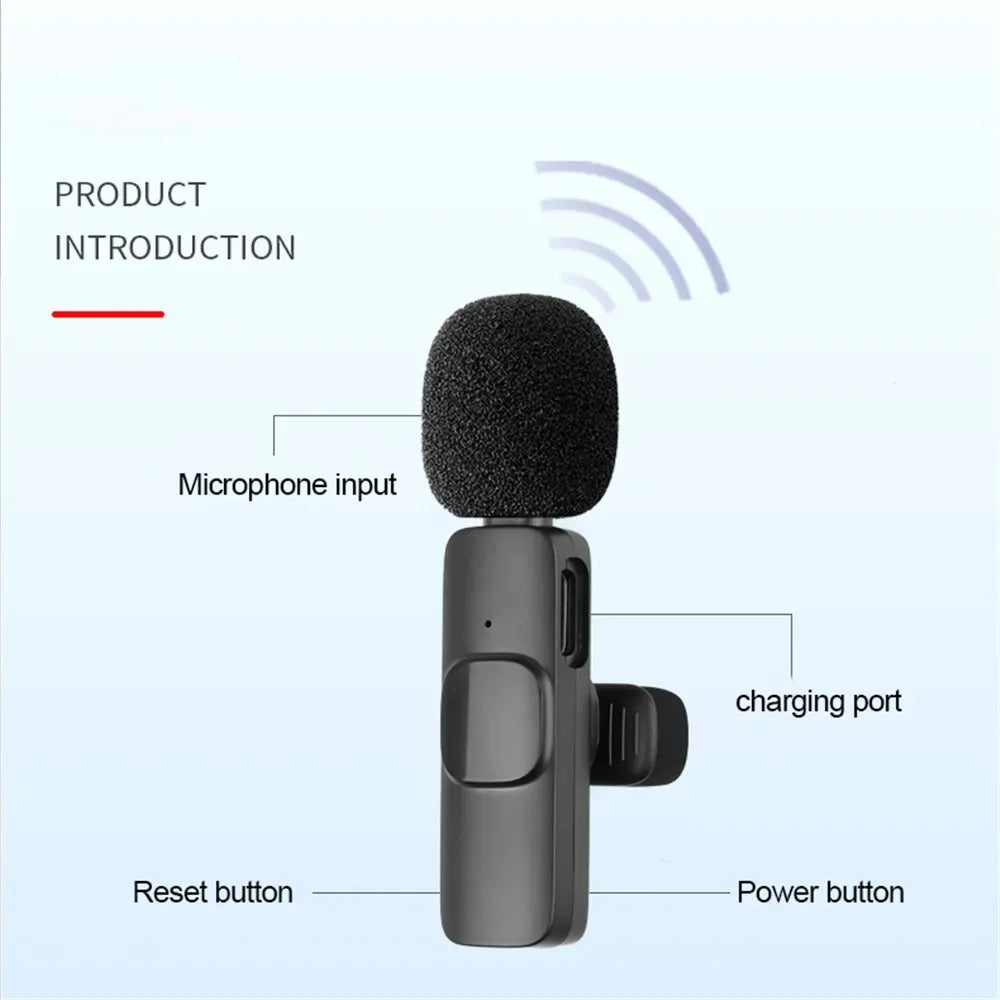 2.4G Wireless Lavalier Microphone Noise Cancelling Audio Video