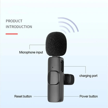 2.4G Wireless Lavalier Microphone Noise Cancelling Audio Video