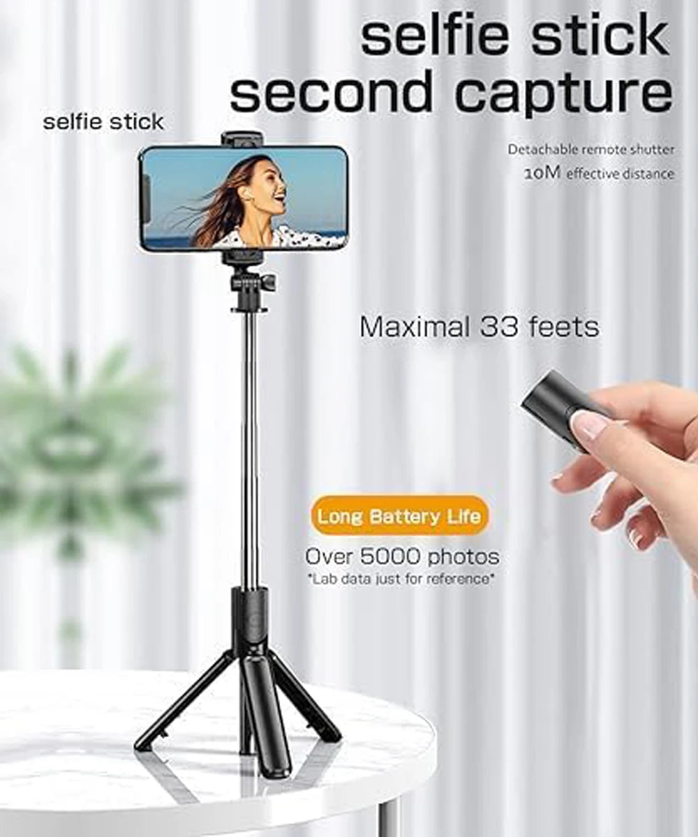 Bluetooth Wireless Selfie Stick Tripod Stand with Light Remote