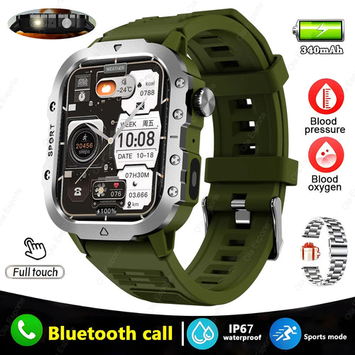 Military Sports Smart Watch 2.01" HD Touch Screen Bluetooth Call LED