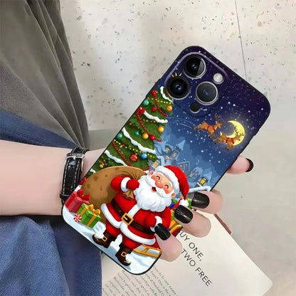 Cartoon Santa Claus Art Soft Back Phone Cover Case for iPhone SE 12 XS
