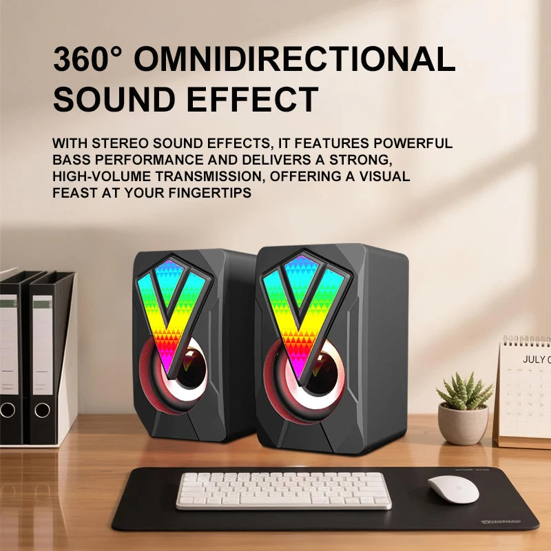 Mini Computer Speakers 7.1 Surround Sound RGB Gaming Speakers Computer