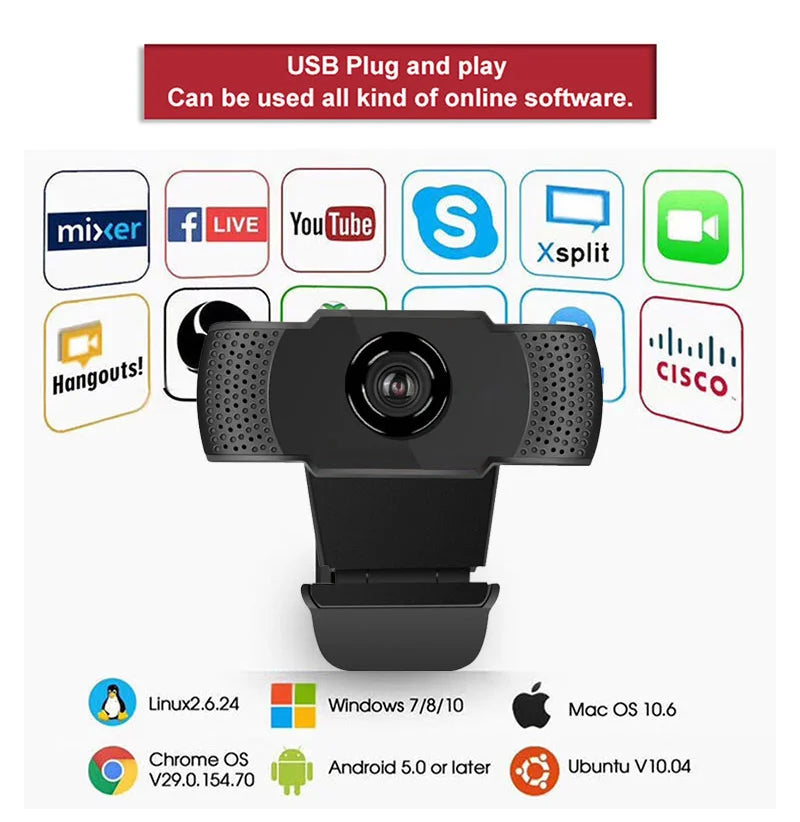 New 1080P Webcam Full HD Web Camera With LED Fill Light Microphone USB